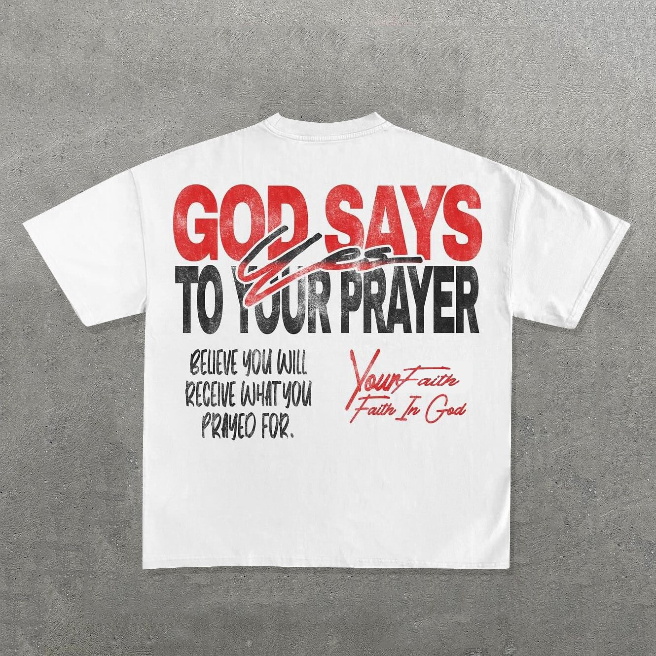Sopula God Says Yes To Your Prayer Graphic 100% Cotton Short Sleeve T-Shirt - SOPULA
