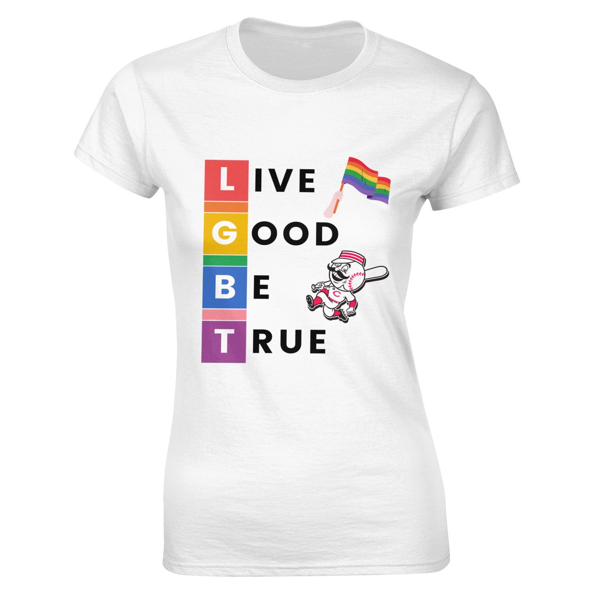 Cincinnati Reds LGBT Pride Women's Soft Cotton T-Shirt