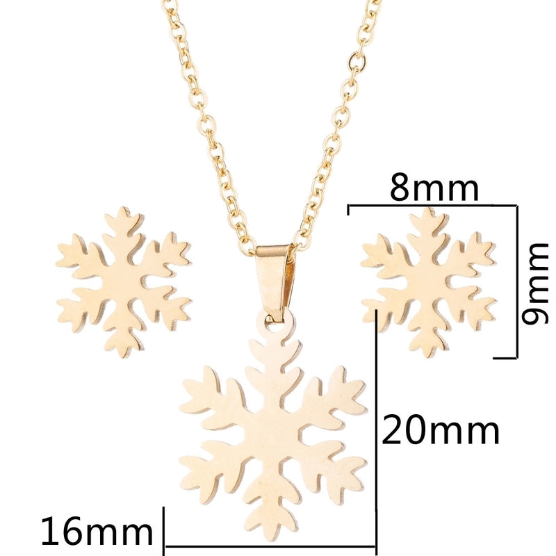 Fashion Deer 201 Stainless Steel 18K Gold Plated Earrings Necklace