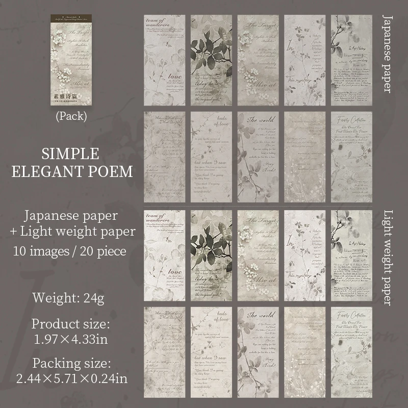 Journalsay Poetry Collection Fragments Series Vintage English Text Sticker Book