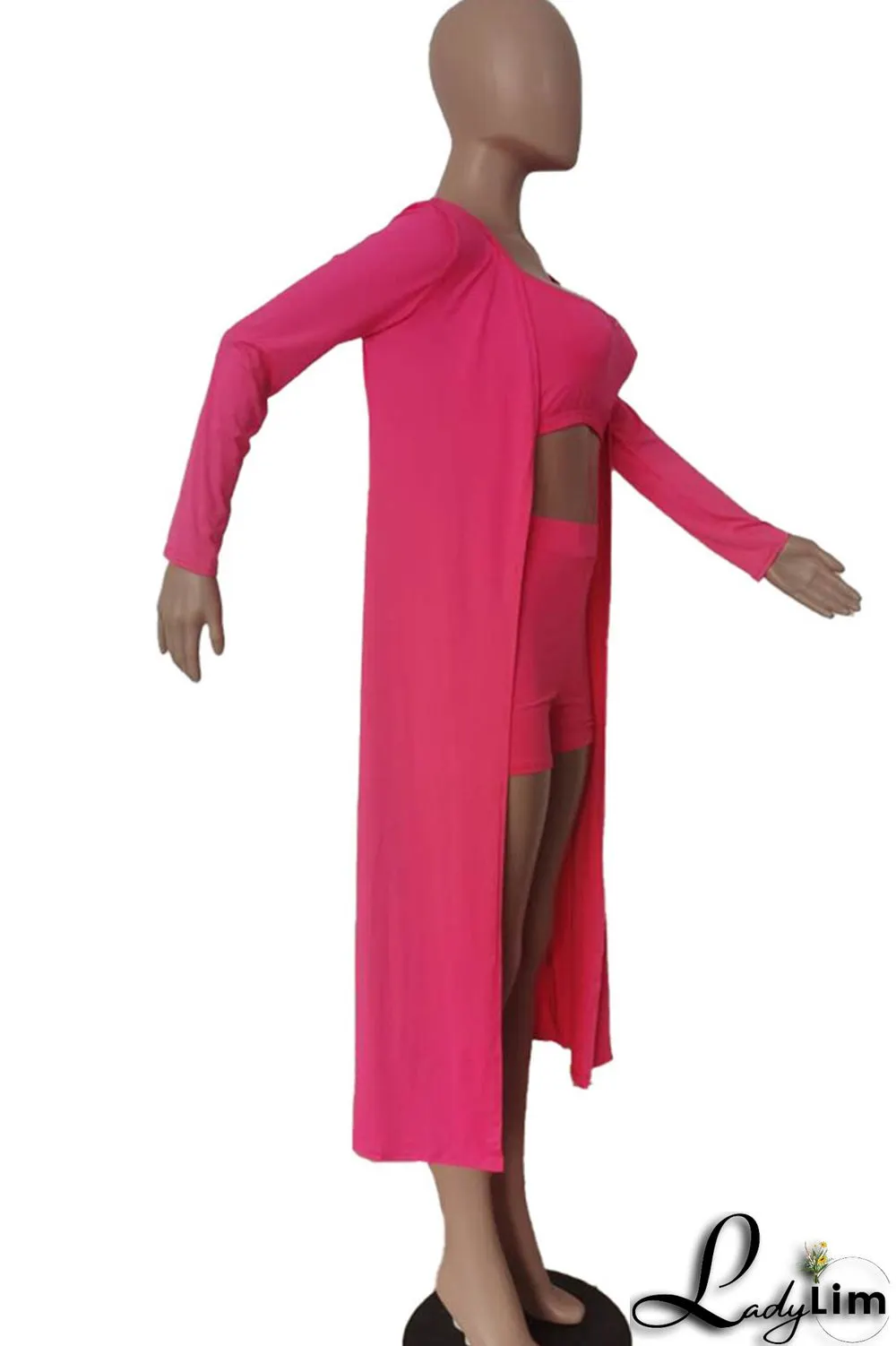 Apricot Sexy Solid Patchwork Long Sleeve Two Pieces