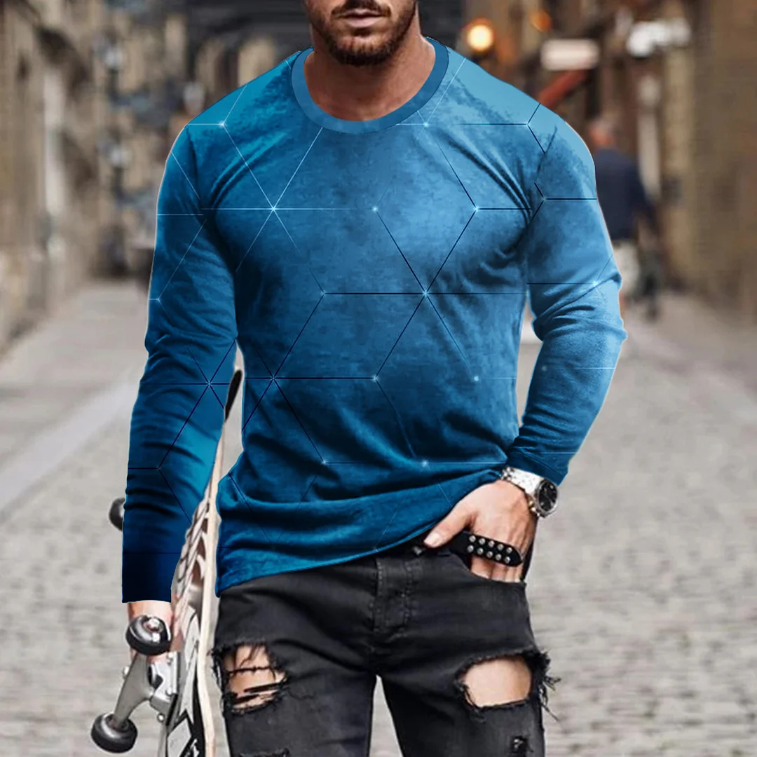Men's Abstract Geometric Casual Long Sleeve  T-Shirt