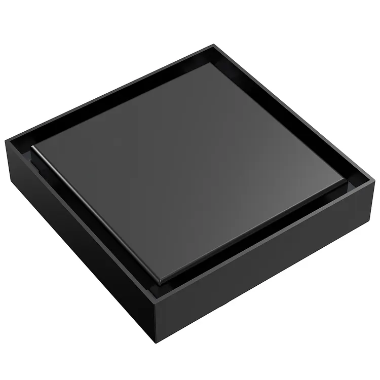 EVERSTEIN 4-Inch Square Shower Floor Drain Matte Black