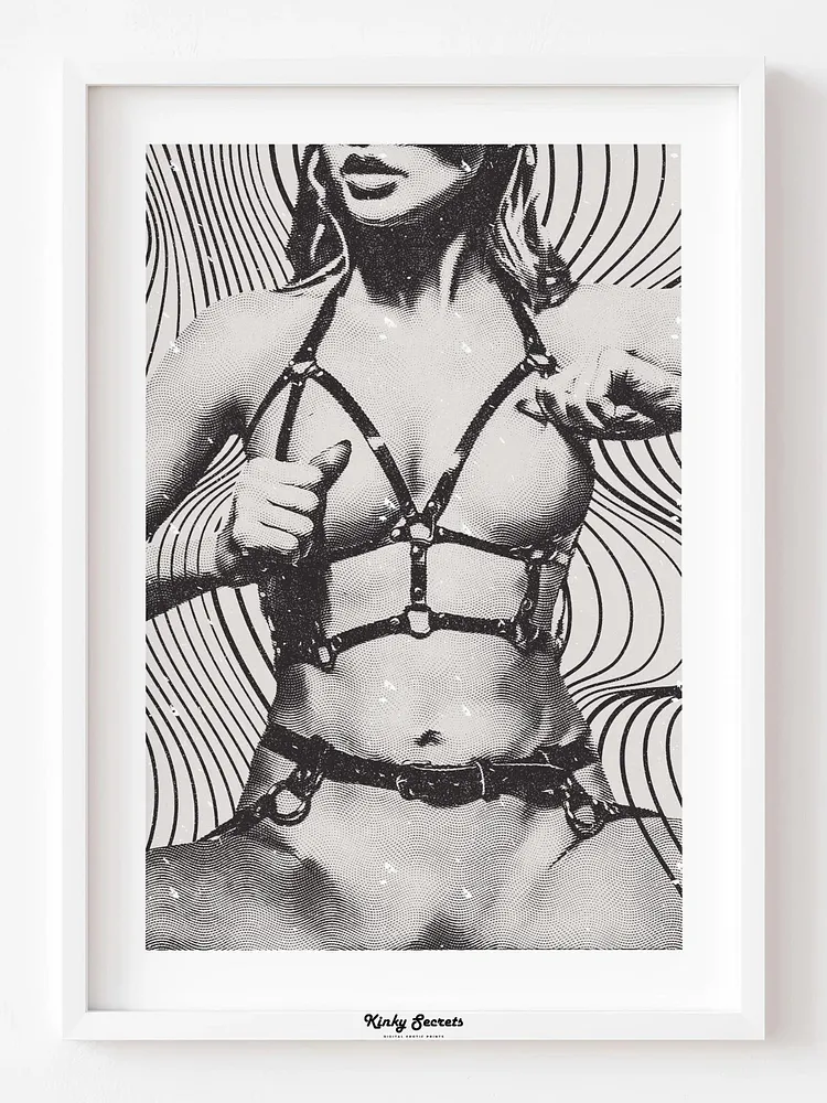 pornhint Pornhint Feminine Bdsm Gift Idea, Gothic Home Decor, Erotic Art Print, Bondage Illustration, Suspension Erotic Kinky, Sexy gift ideas, sexy girl bondage drawings
