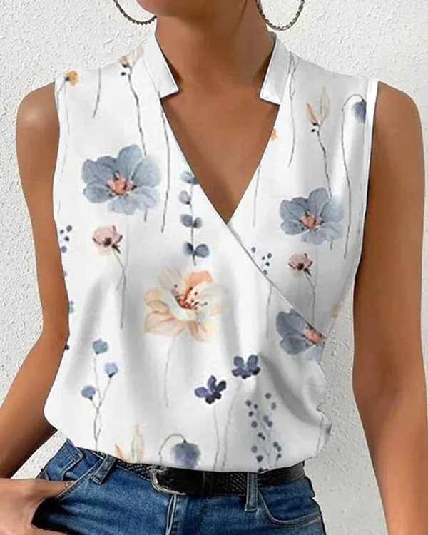 Casual V Neck Printed Ladies Top T-Shirt