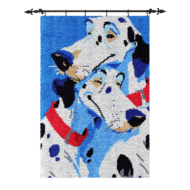Two Couple Spotted Dogs Large Latch Hook Rug Kit Wall Hanging Carpets ...
