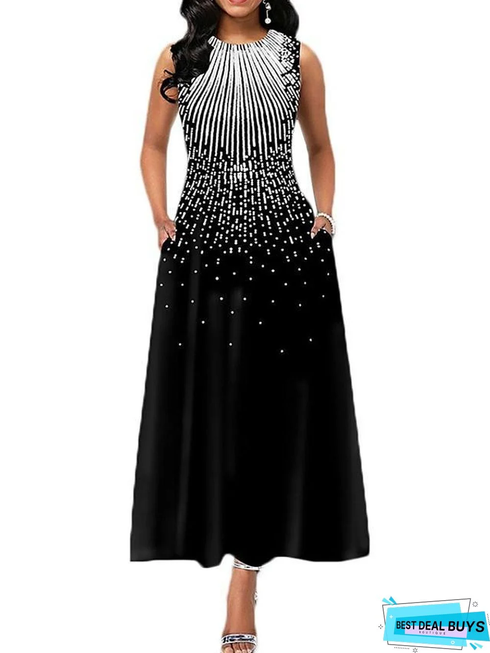 Women's A-Line Dress Maxi Long Dress Sleeveless Print Summer Casual White Black Blue Purple Wine Green White Dresses