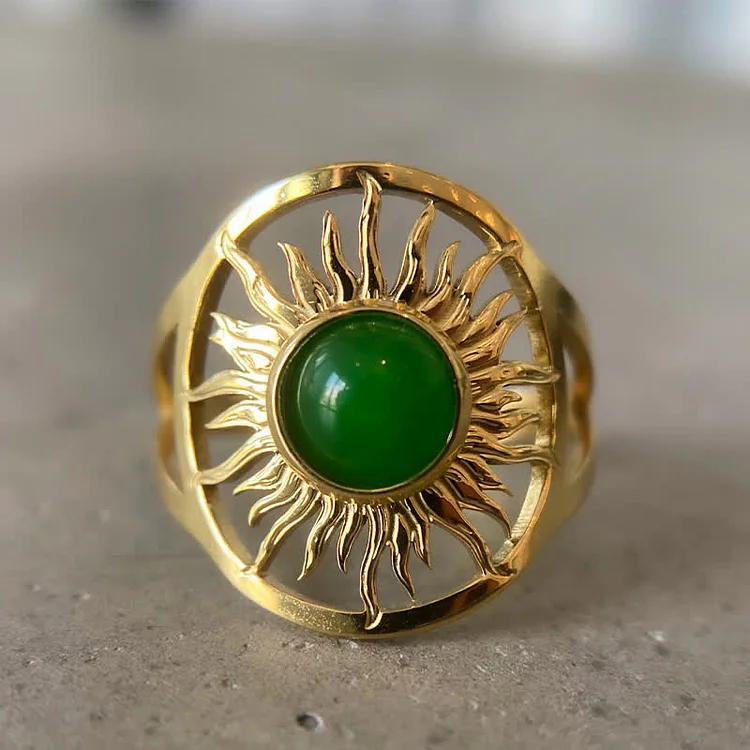 “Sun Arise” - Celestial Green Jade Ring-Green Jade