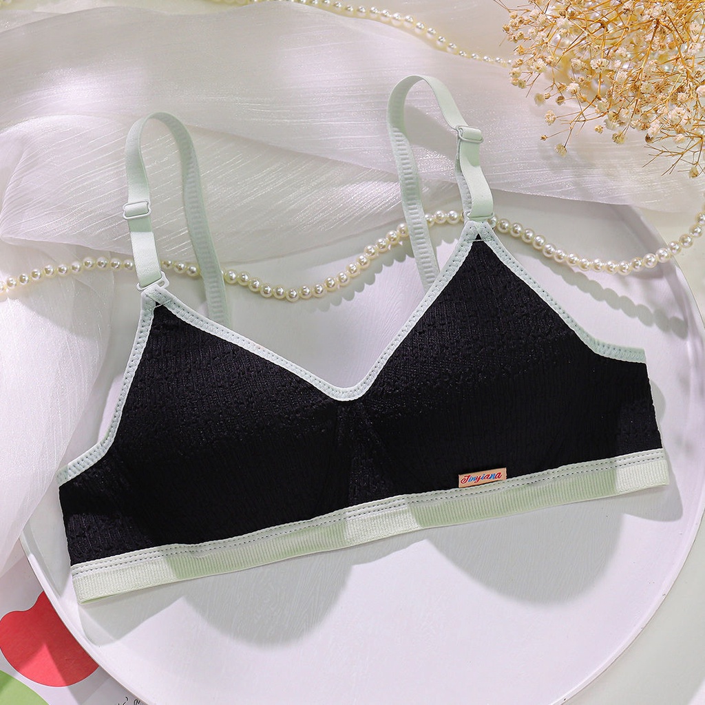 Bayuyun Thin Cream Pleated Bubble Anti-Sagging No Steel Ring Push-Up Bra