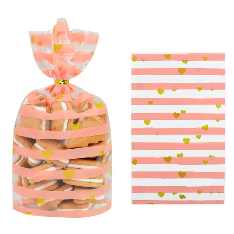 50Pcs Plastic Candy Bag Biscuit Cookie Packing Bags Christmas Gift Birthday Party Decoration Supplies Wedding Favors Baby Shower