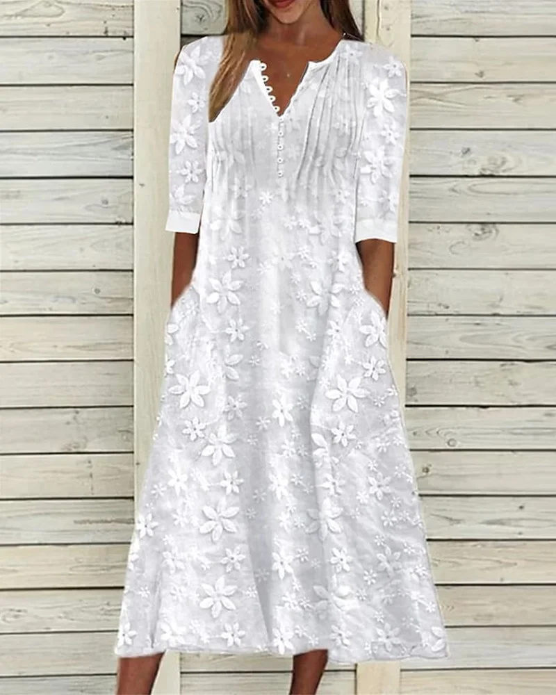 Women's Casual Loose Cotton Linen Dress