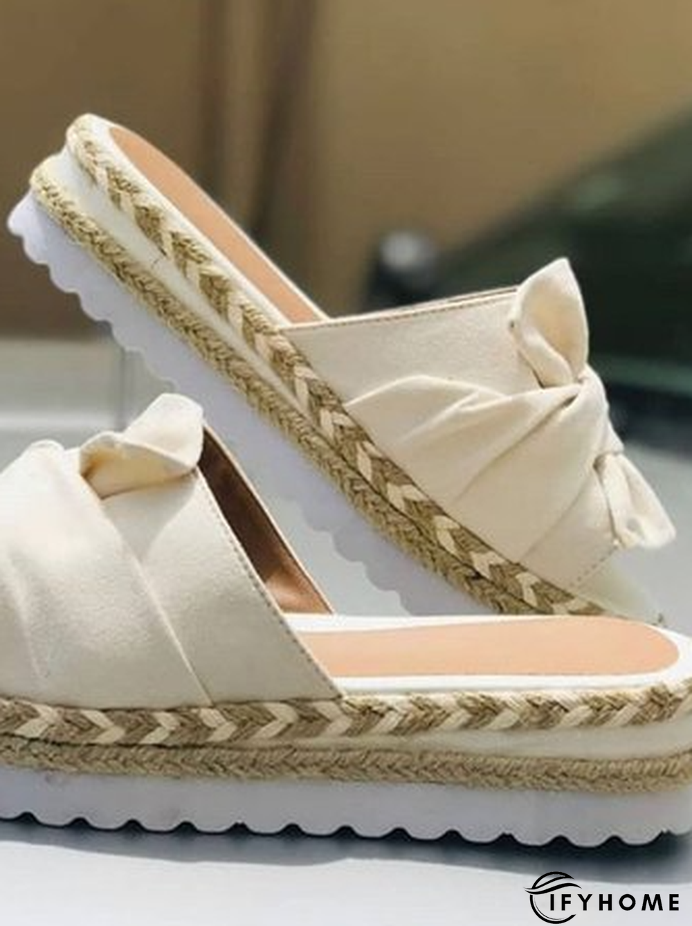 Women Casual Daily Comfy Bowknot Slip On Sandals | IFYHOME