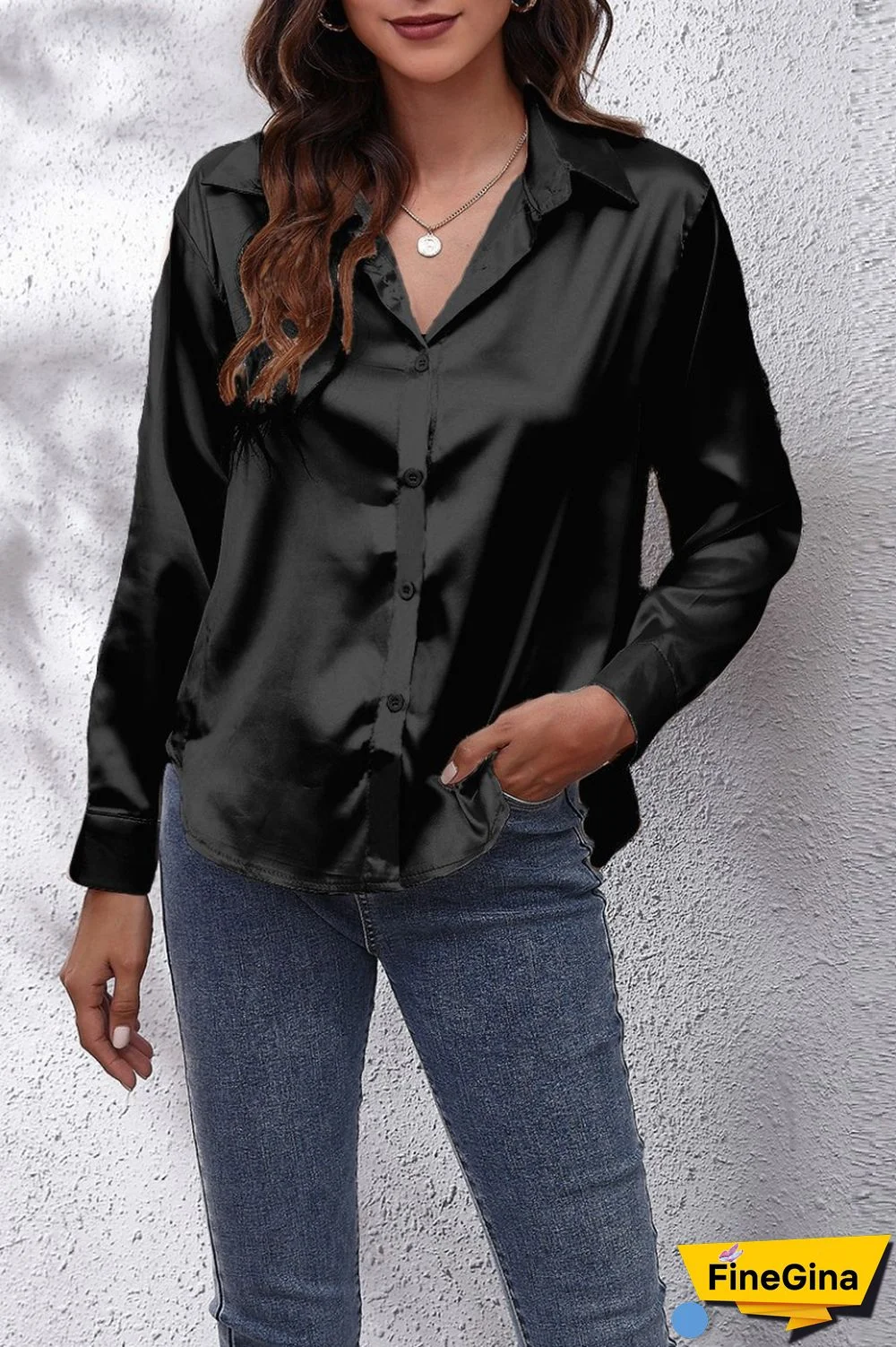 Green Casual Solid Basic Shirt Collar Tops