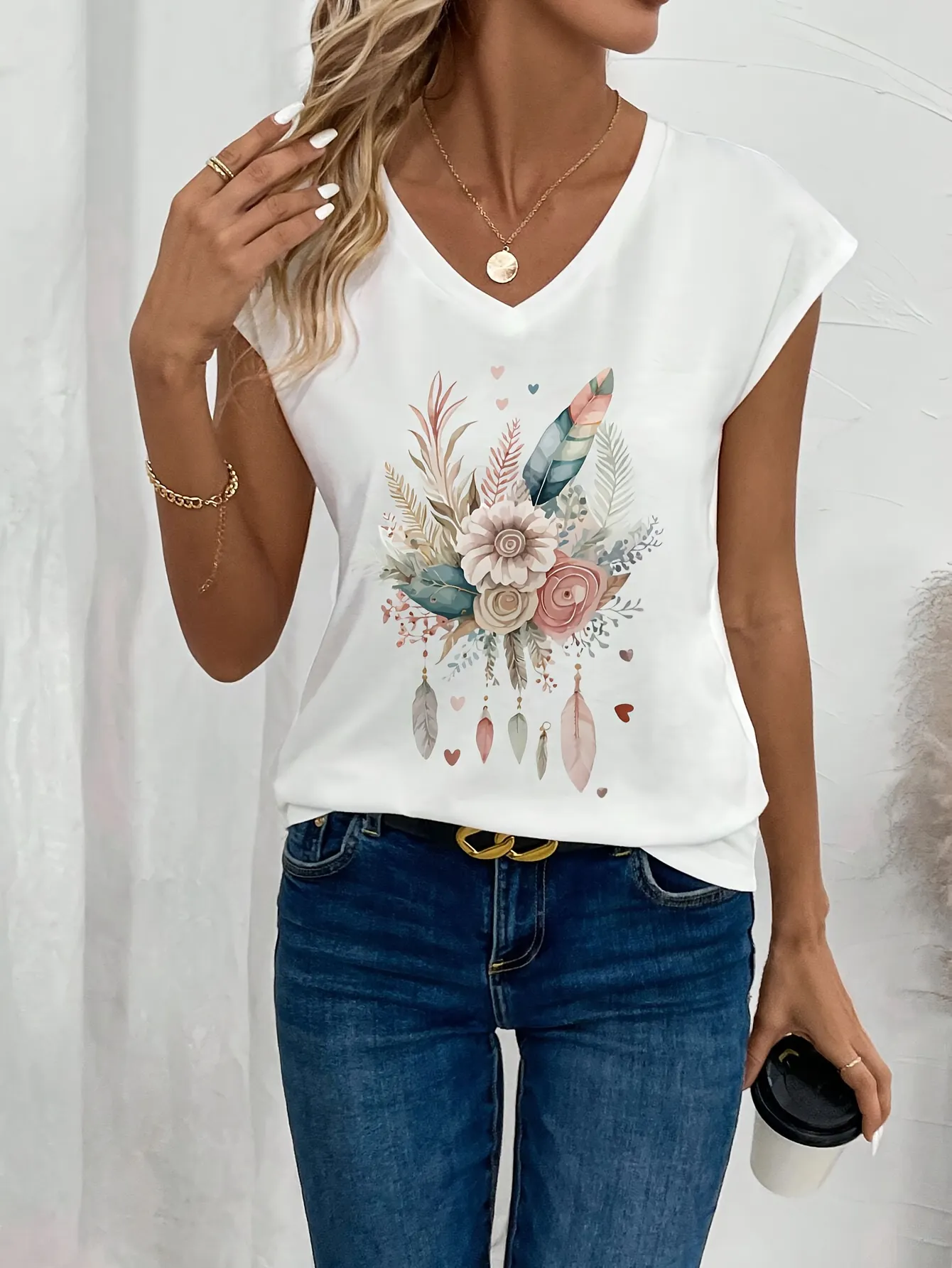 Women's Elegant V-Neck Popular Printed T-Shirt | IFYHOME