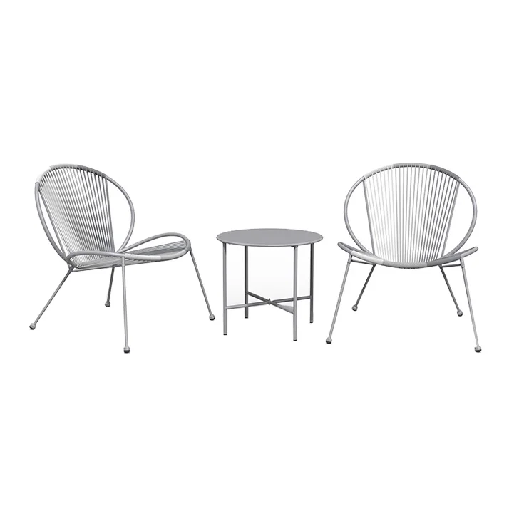 3 Piece Acapulco Steel Woven Rope Bistro Set  with Coffee Table
