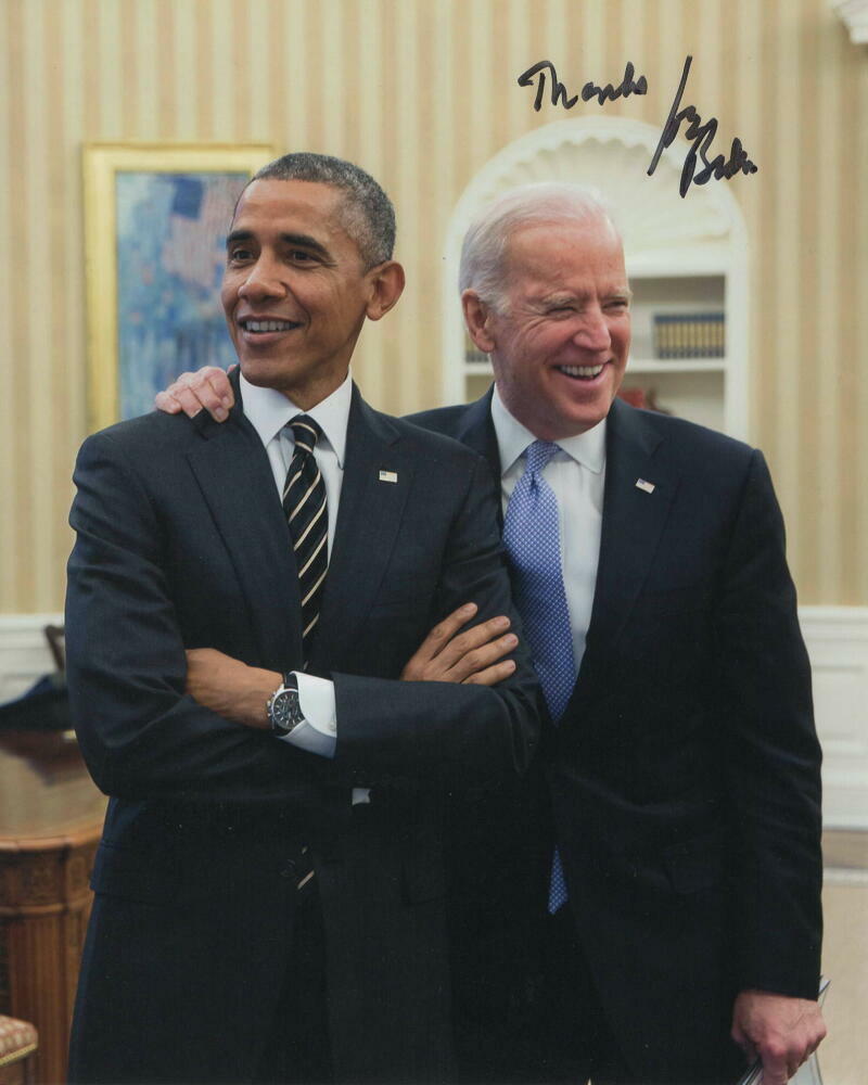 PRESIDENT JOE BIDEN SIGNED AUTOGRAPH 8X10 Photo Poster painting - W/ HIS BUDDY BARACK OBAMA ACOA