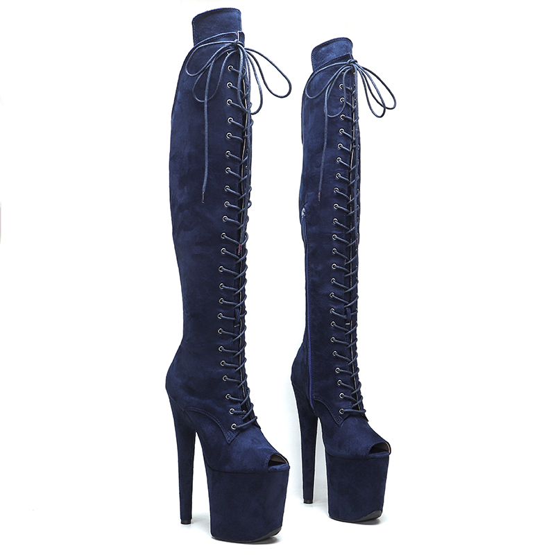 VCshoes Suede 20CM/8inches Suede Upper Pole Dancing Shoes High Heel Platform Boots Pole Dance Boots Knee High Boots