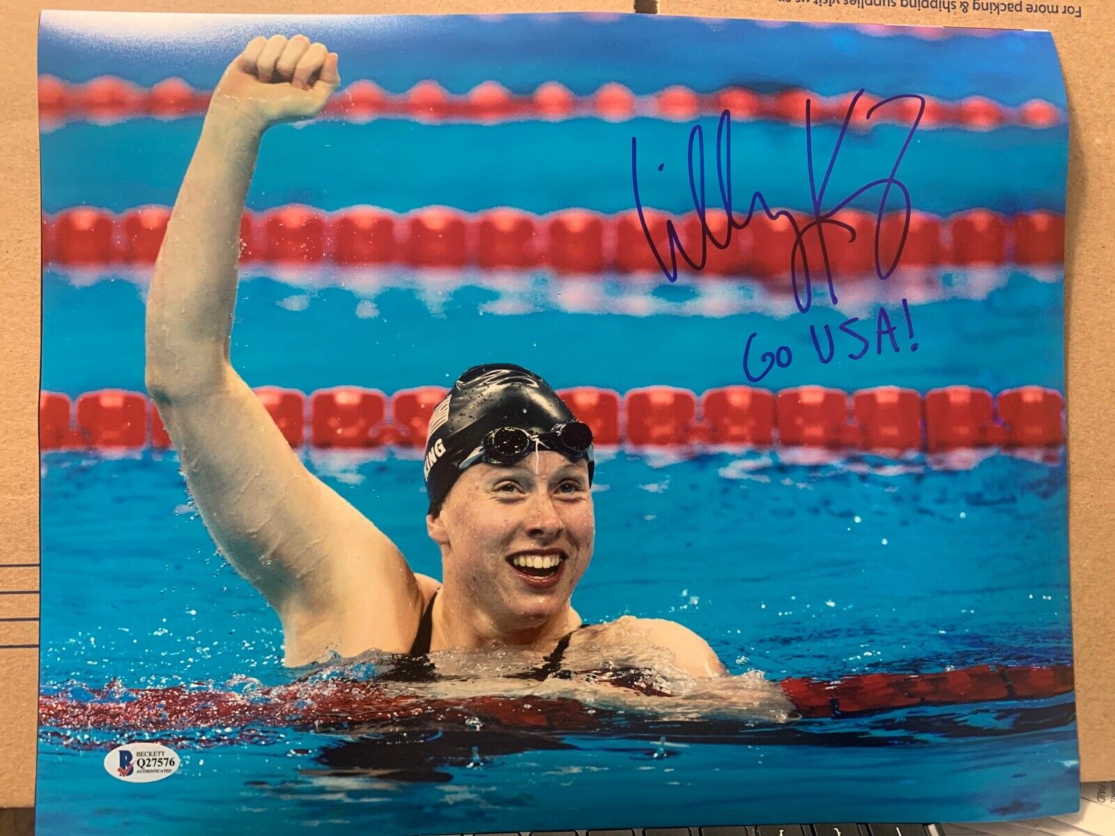 LILLY KING SIGNED 11x14 Photo Poster painting USA SWIMMING US 2016 OLYMPICS 2020 TOKYO Beckett A