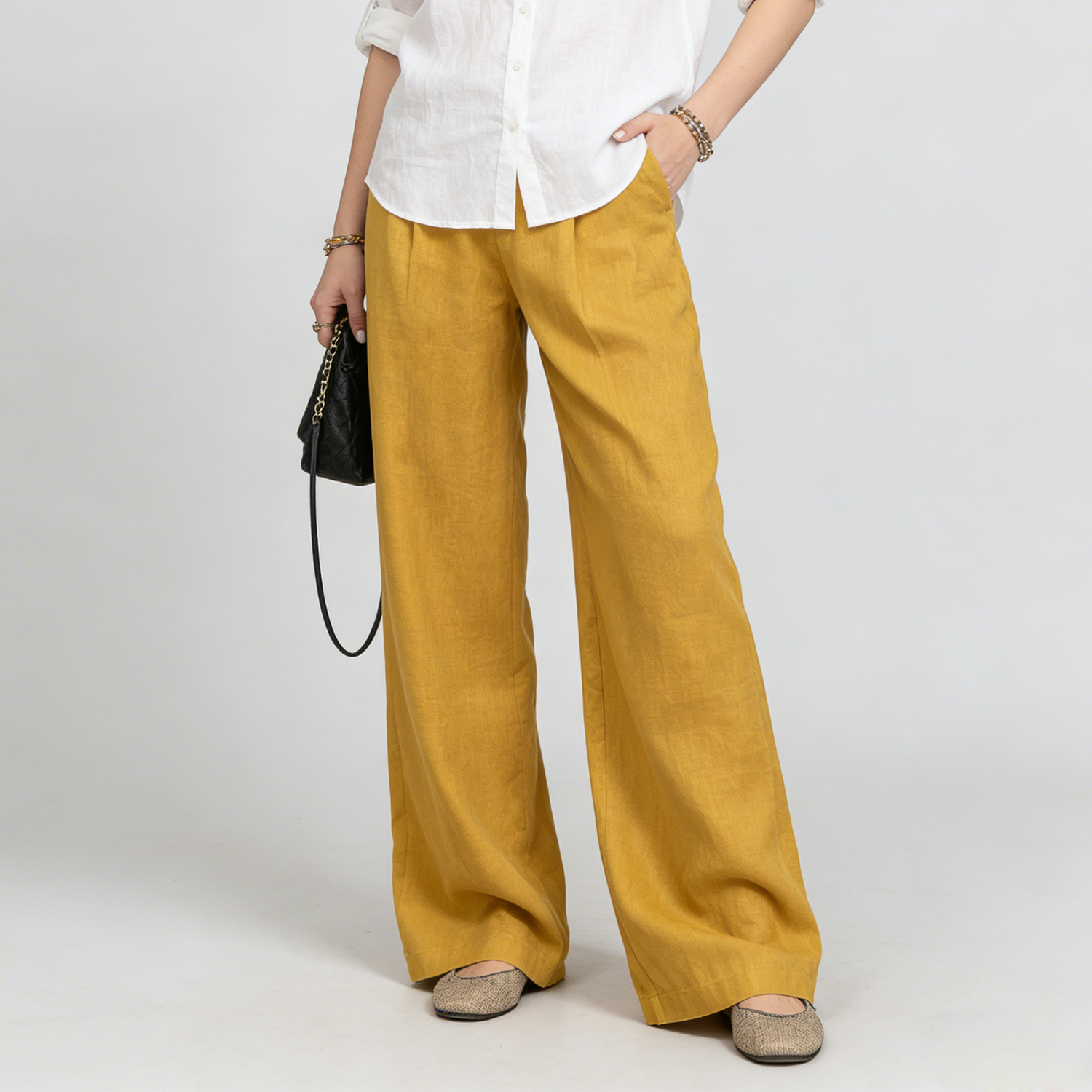 Linen Pants Women 100% Linen High Waisted Wide Leg Trousers REAL SILK LIFE