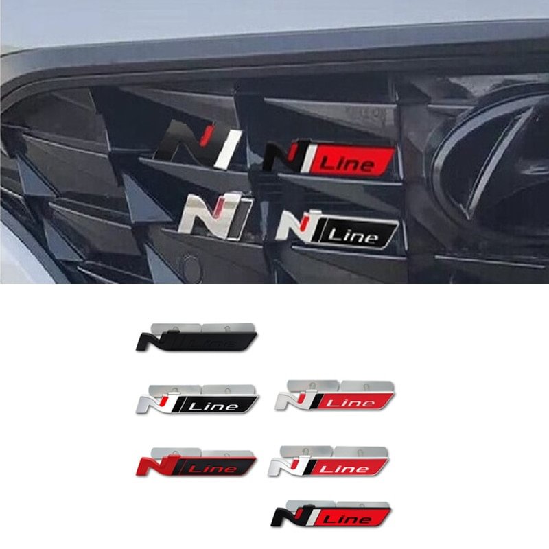 1x 3D Metal N NLINE N Line  Badge Emblem Grille for Hyundai Front Hood voiturehub dxncar