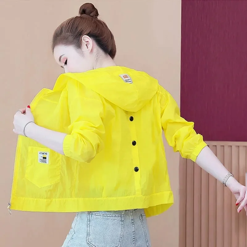 2023 New Women's Jacket Sun Protection Clothing Thin Summer UV Protection Breathable Hooded Casual Coat Female Outerwear
