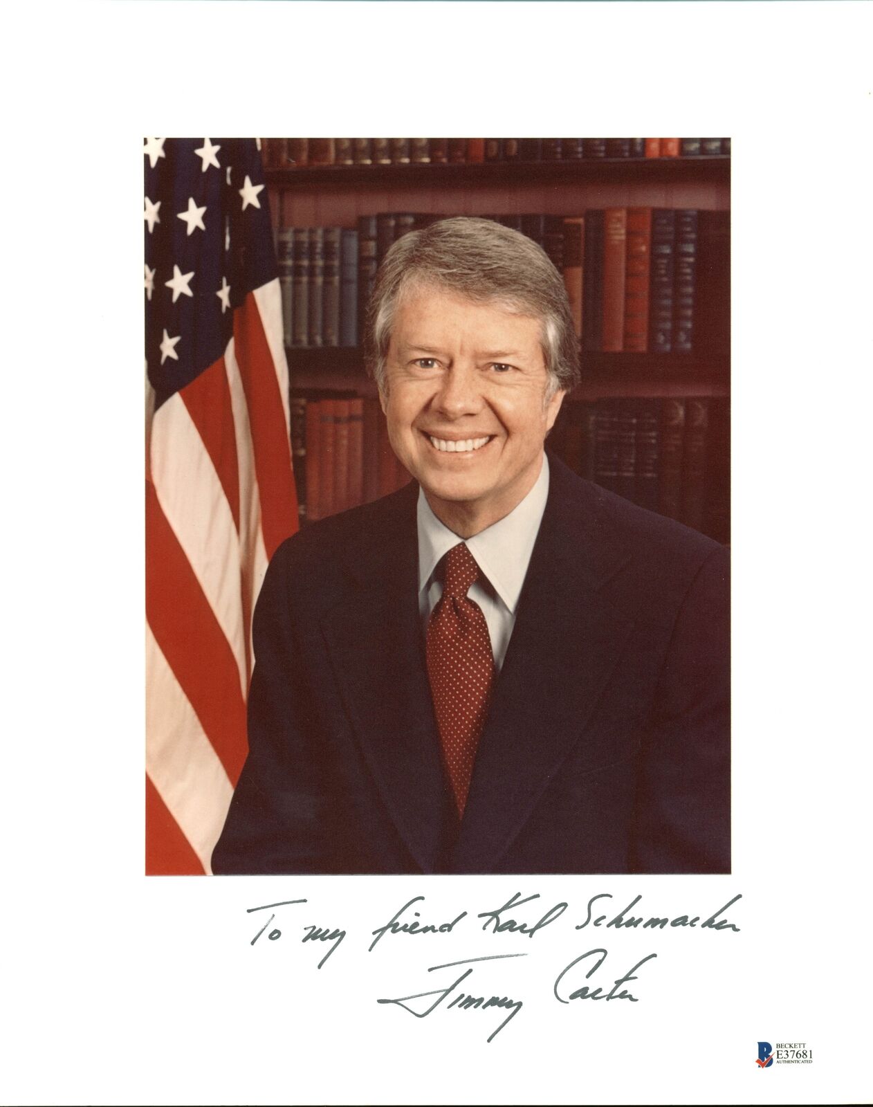 Jimmy Carter Signed Mounted 8x10 Original White House Photo Poster painting BAS #E37681