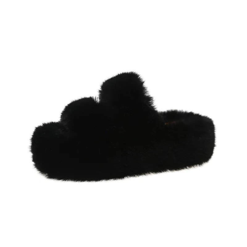 Breakj Breakj Tide Slew Soft 7Cm External Wear Hairy Slippers Women Flat-Bottom One-Word Drag Autumn New Thick