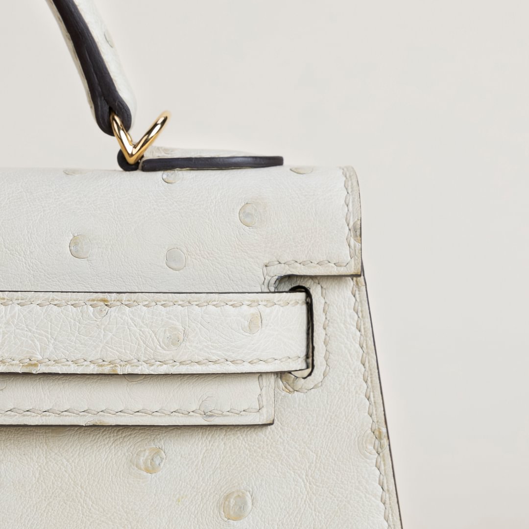 Mini Kelly II Ostrich 3C Parchemin GHW