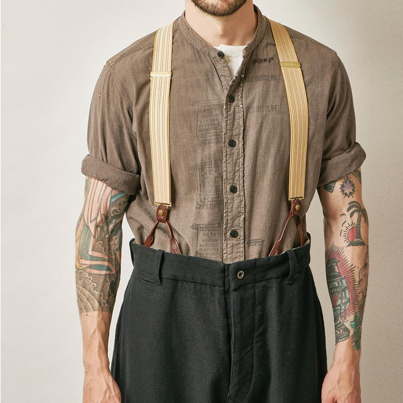 Men's Vintage Cotton And Linen Faded Distressed Brown Shirt