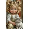 Girl Cat-11CT Stamped Cross Stitch 40*65cm (Big Size)