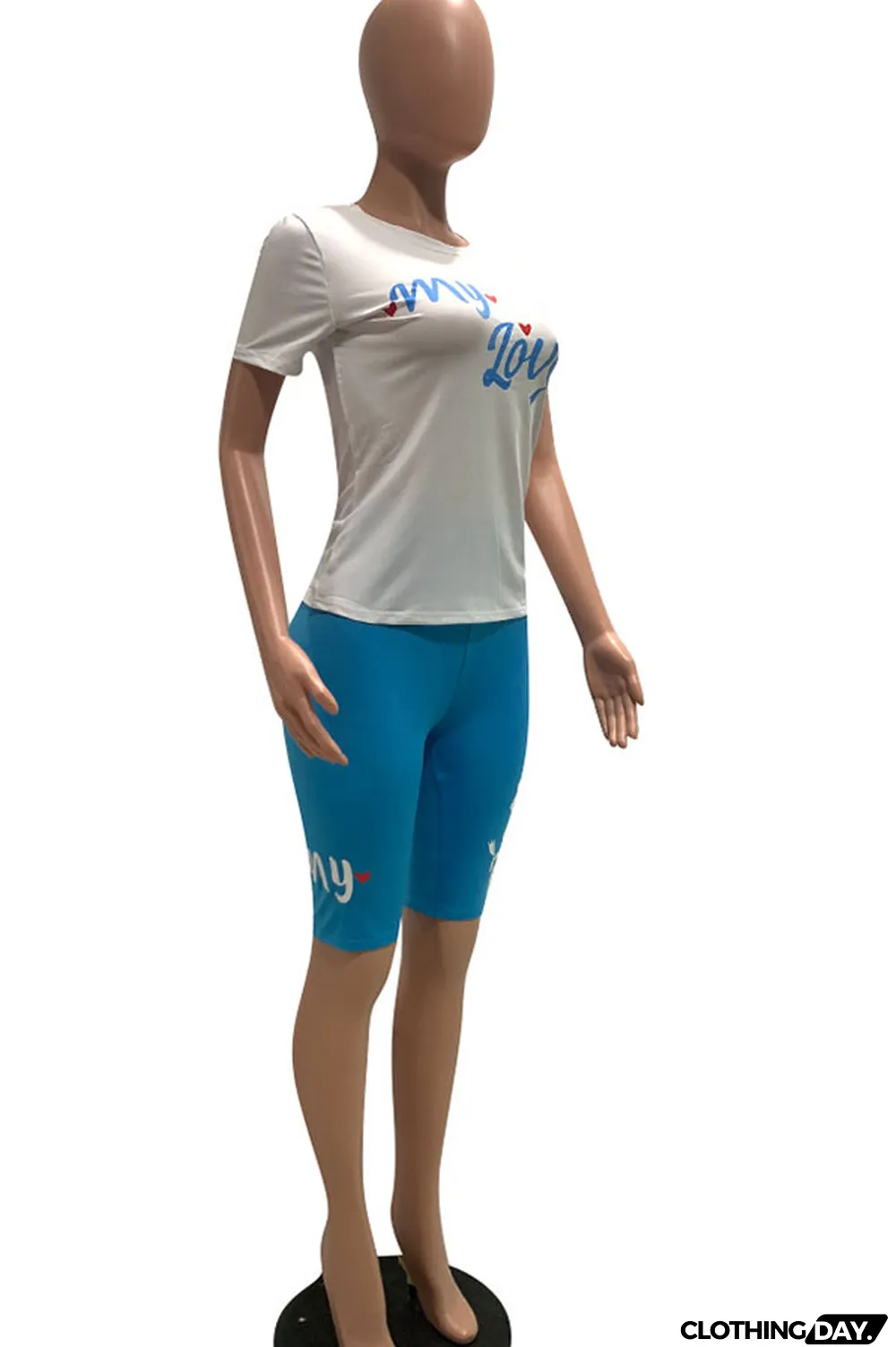 Yellow Fashion Casual Letter Print Two Piece Suits pencil Short Sleeve Two Pieces