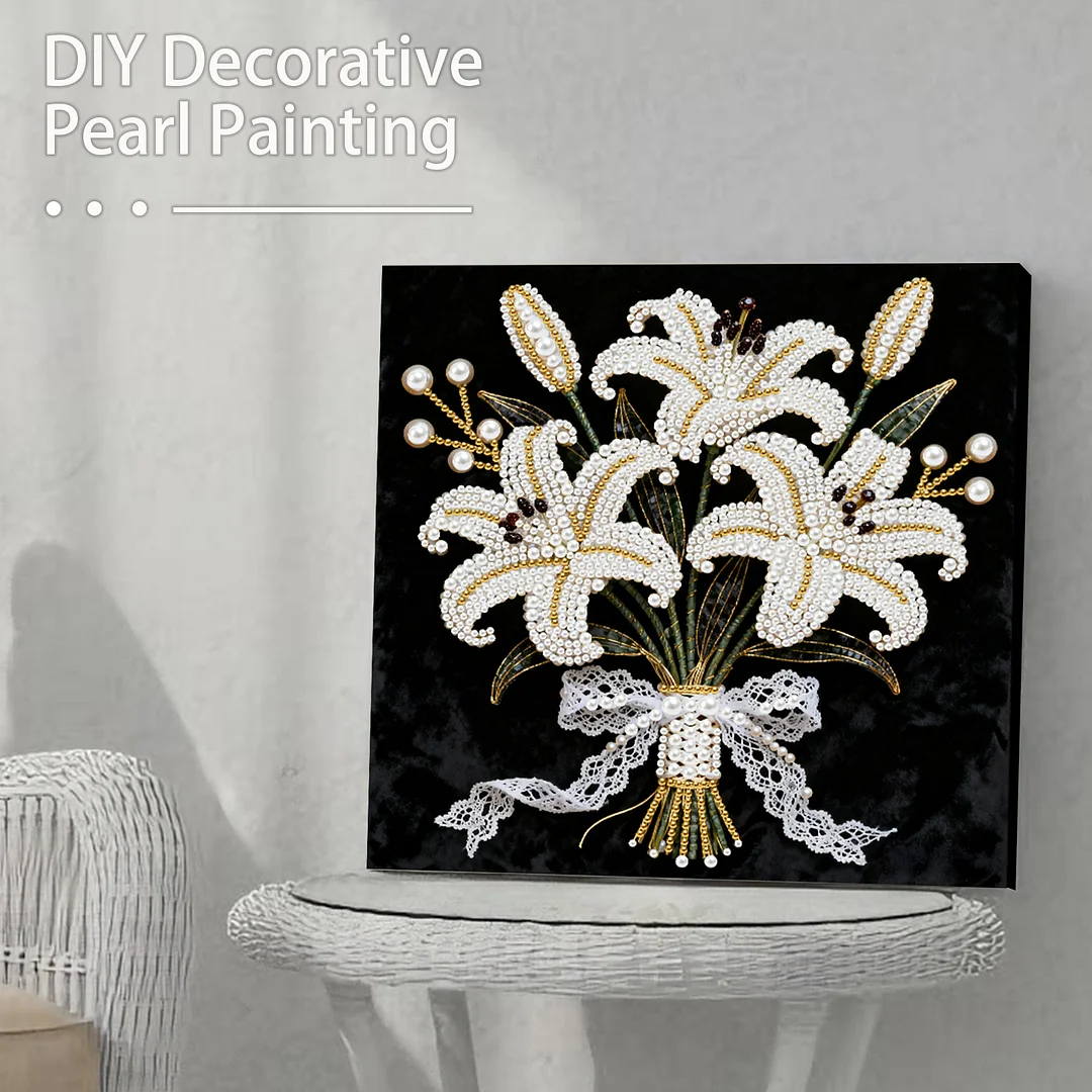 Blooming Flowers DIY Pearl Diamond Art Kit for Adult Home Decor 25x25cm With Frame