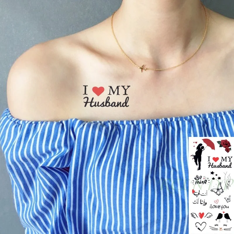 Waterproof Temporary Tattoo Sticker Cute Love Bird Leaf Crow Arabic Script Fake Tatto Flash Hand Arm Art Tatoo for Women Men