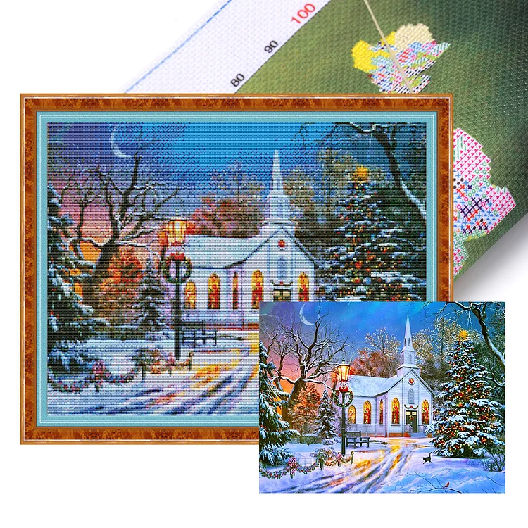 Winter Christmas Igloo - Printed Cross Stitch 11CT