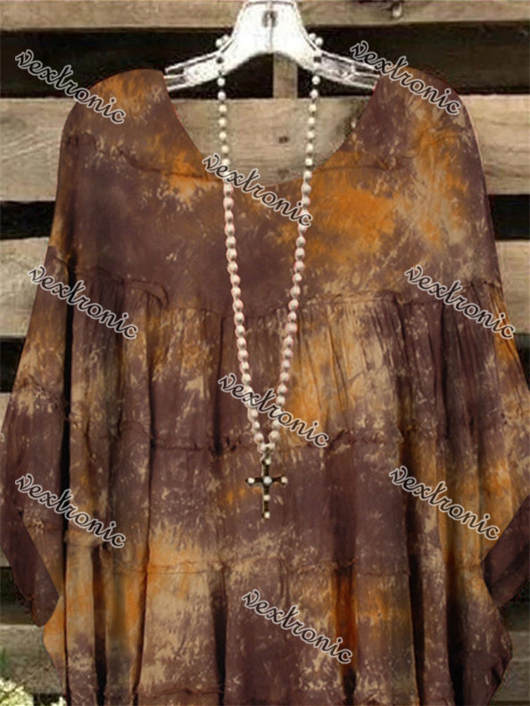 Women Half Sleeve V-neck Solid Color Dress