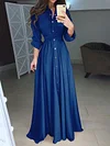 Simple Lace-Up Long Sleeves Maxi Dresses