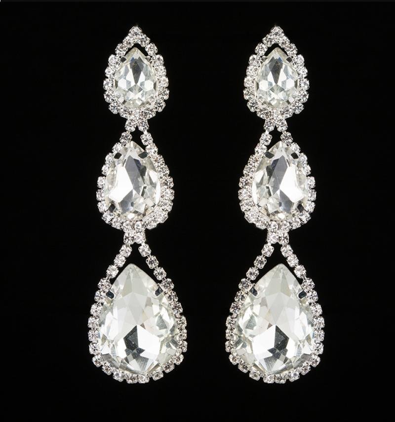 Rhinestone Drop Dangle Earrings for Women Party Prom Jewelry-VESSFUL
