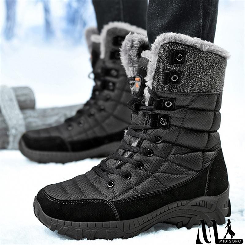 MidiSono - Men's High-Top Plush Thermal Plus Size Boots Shoes