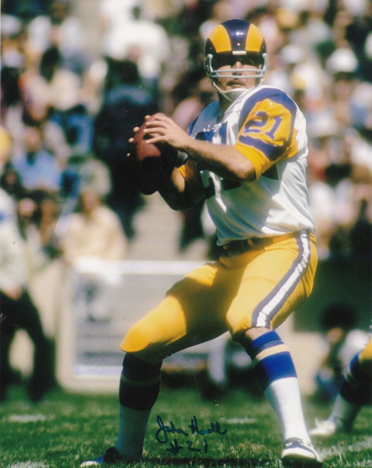 JOHN HADL LOS ANGELES RAMS ACTION SIGNED 8x10