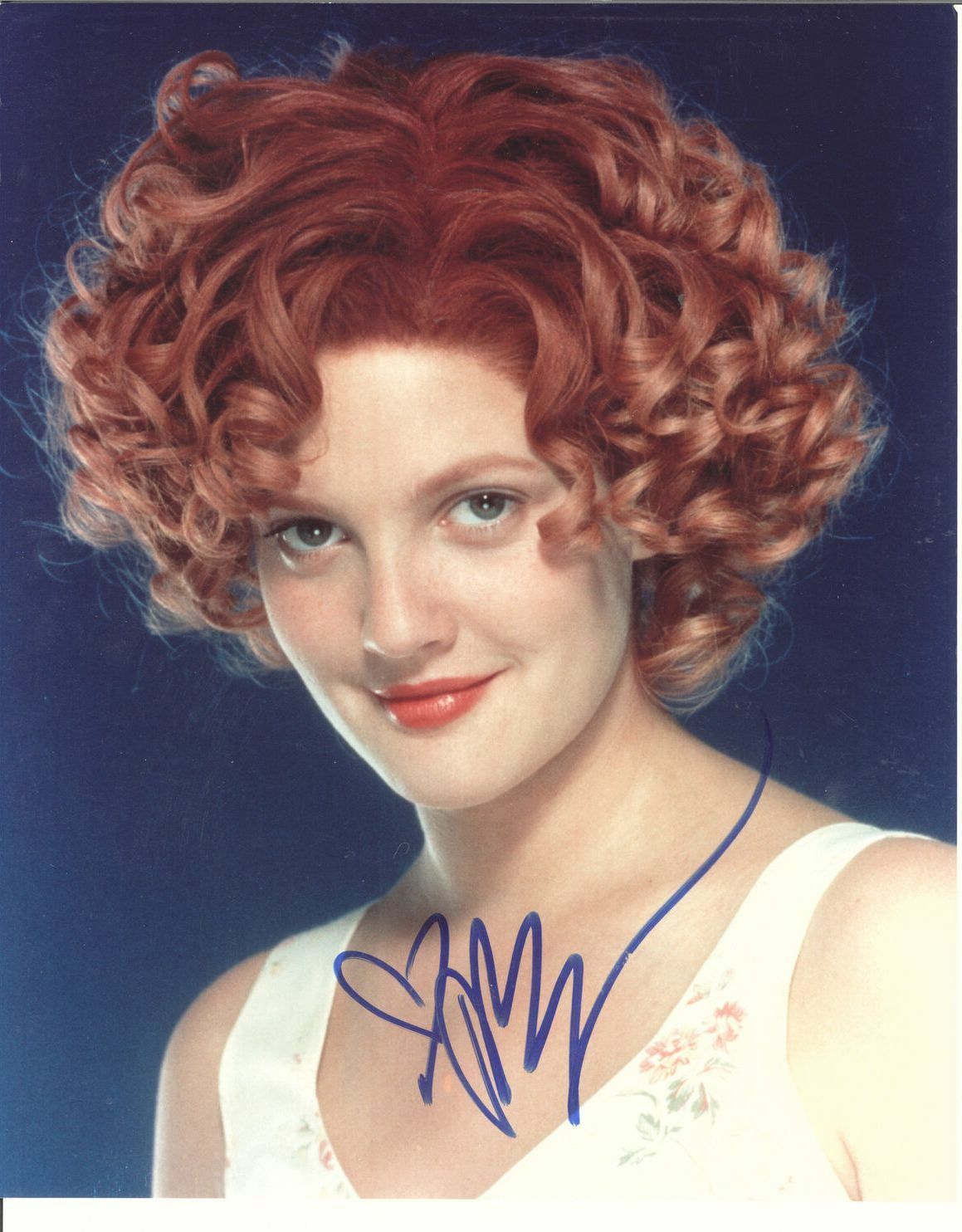 DREW BARRYMORE BIG RED HAIR SIGNED Photo Poster painting AUTOGRAPHED W/COA 8X10