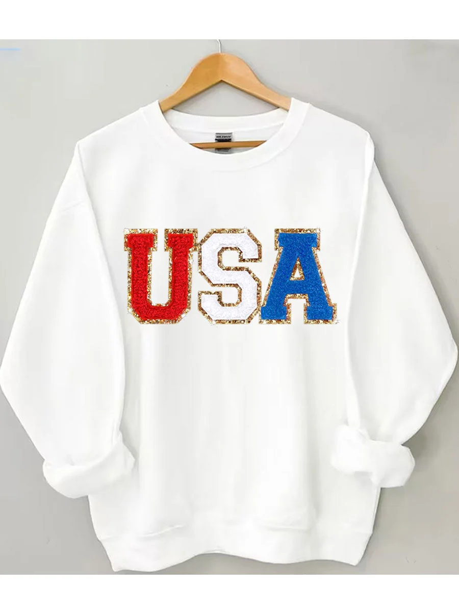 Chenille Patch USA Sweatshirt