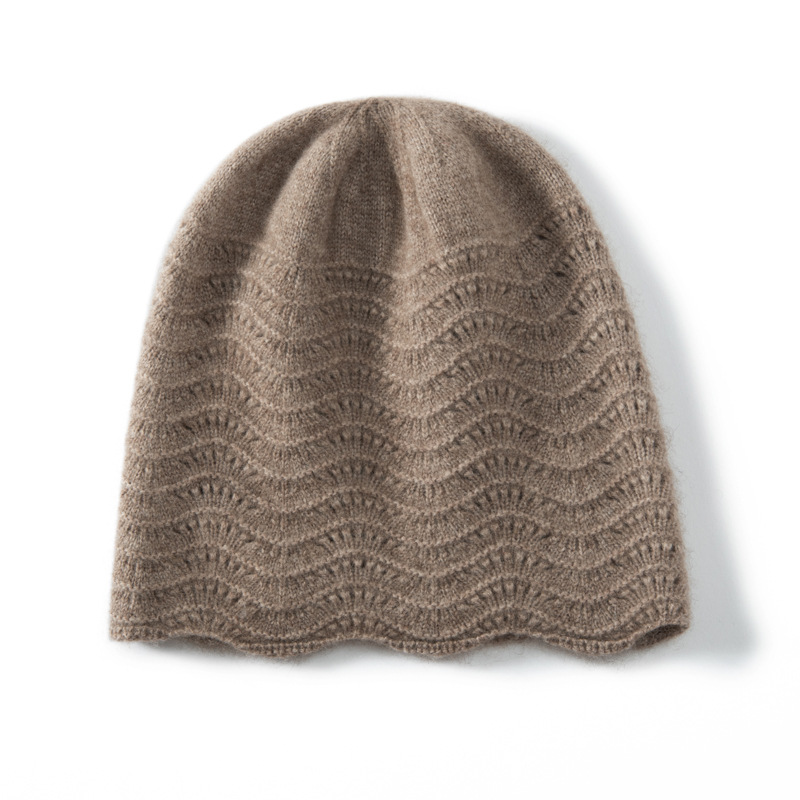 100% Cashmere Slouchy Beanie Water Ripple Style REAL SILK LIFE
