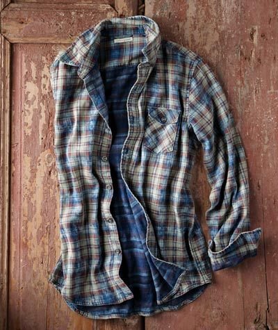 Men's Casual Check Print Long Sleeve Lapel Shirt