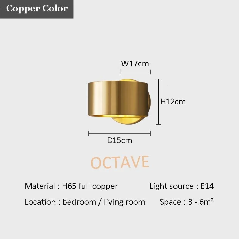 Full Copper Wall Lamp Bedroom Bedside Modern Simple Living Room Background Wall Aisle Corridor Nordic Hotel Dtair LED Wall Light