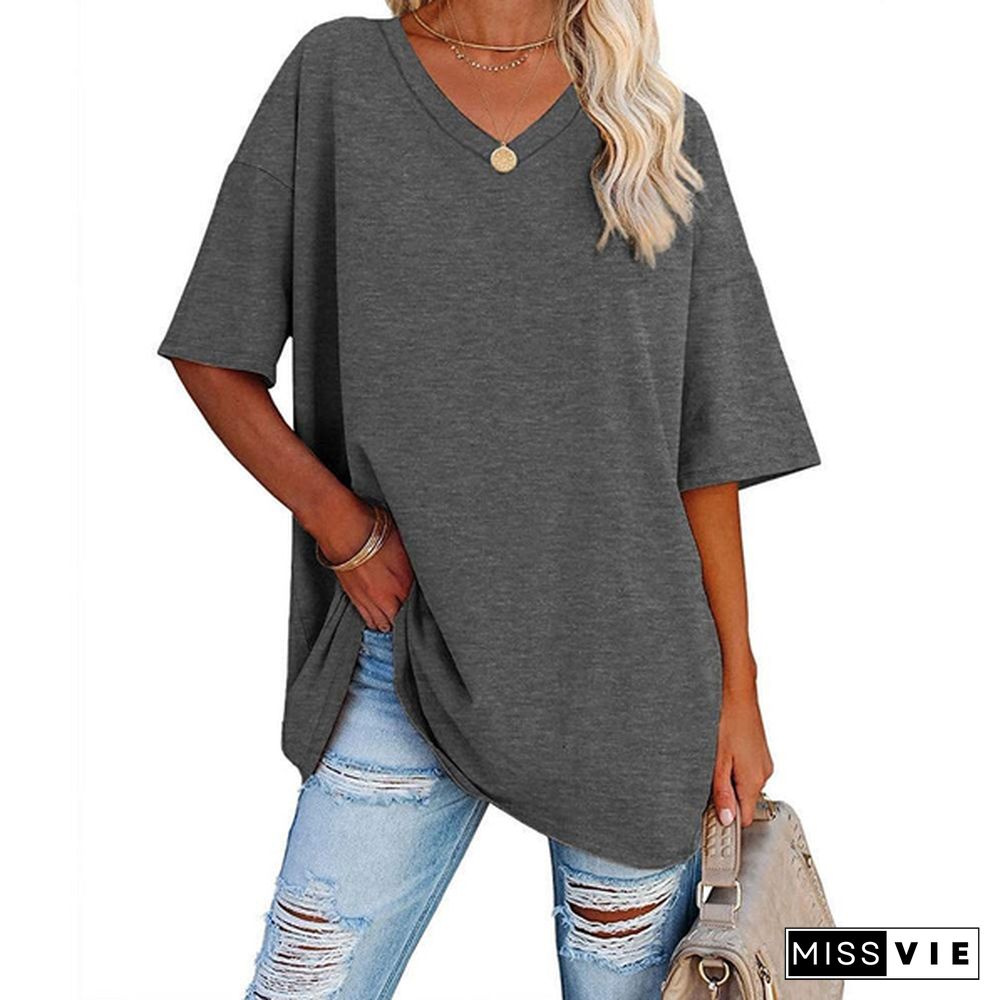 XS-8XL Spring Summer Tops Plus Size Fashion Clothes Womens Casual Short Sleeve Tee Shirts