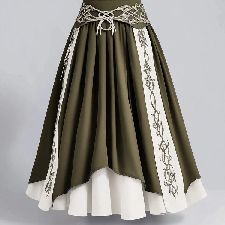 Utbros Women's Vintage Viking Rune Cotton And Linen Casual Skirt
