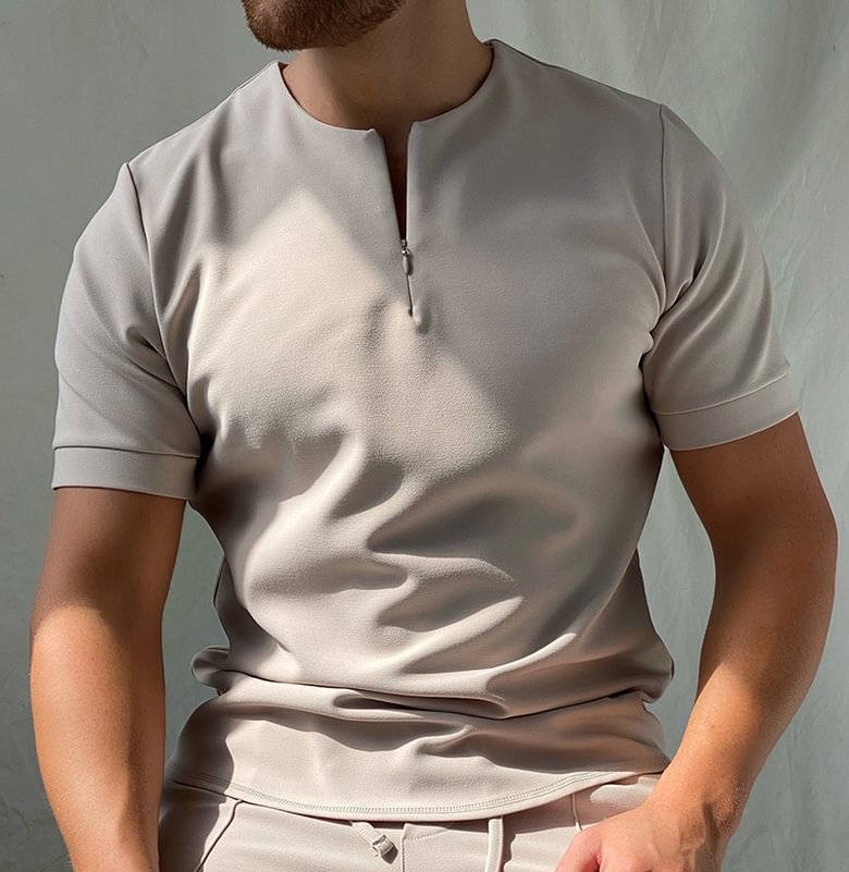 Solid Color Polo Shirt Without Zipper-Compassnice®