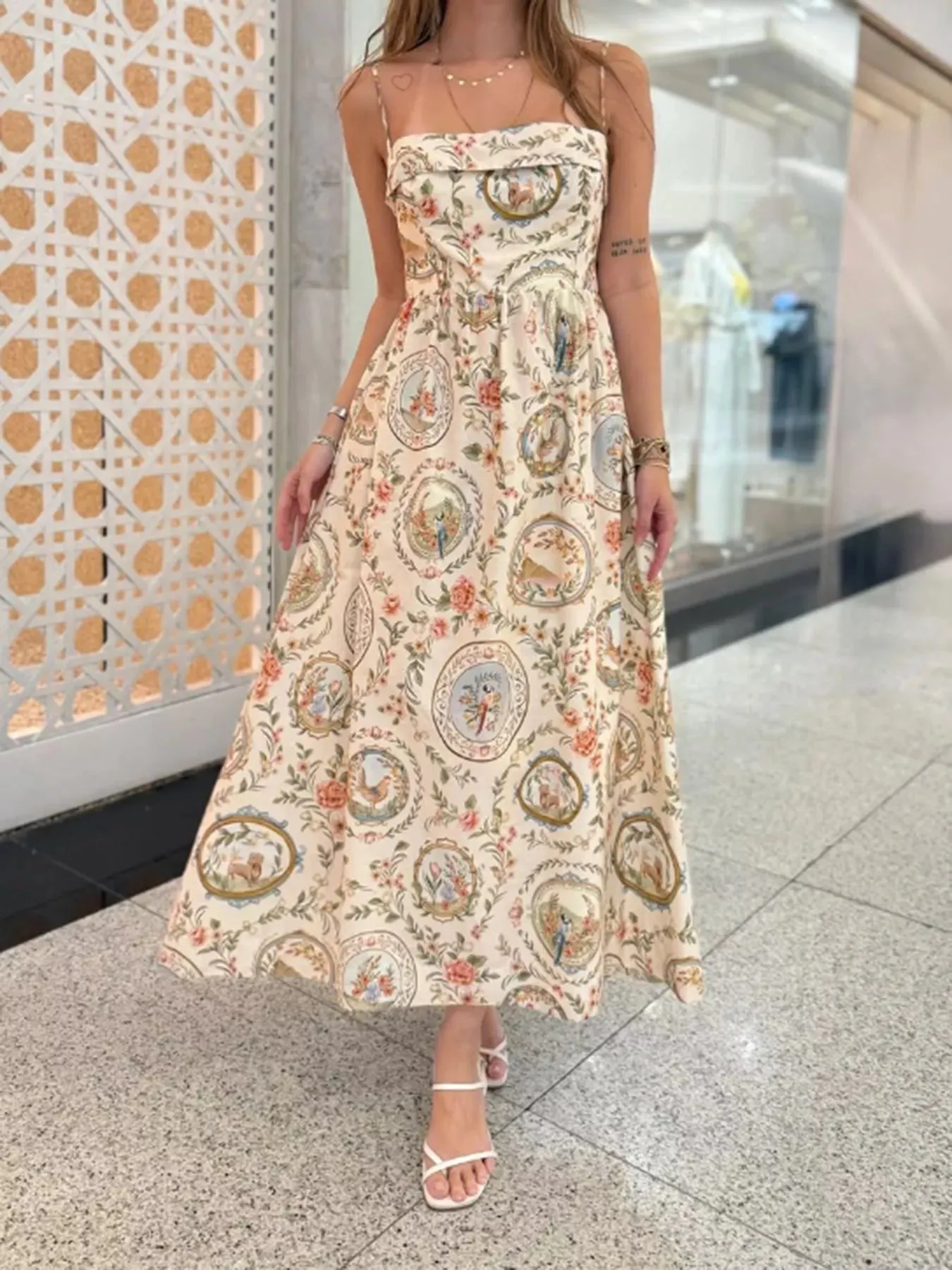 Floral Print Spaghetti Strap Midi Dress mysite idetrend