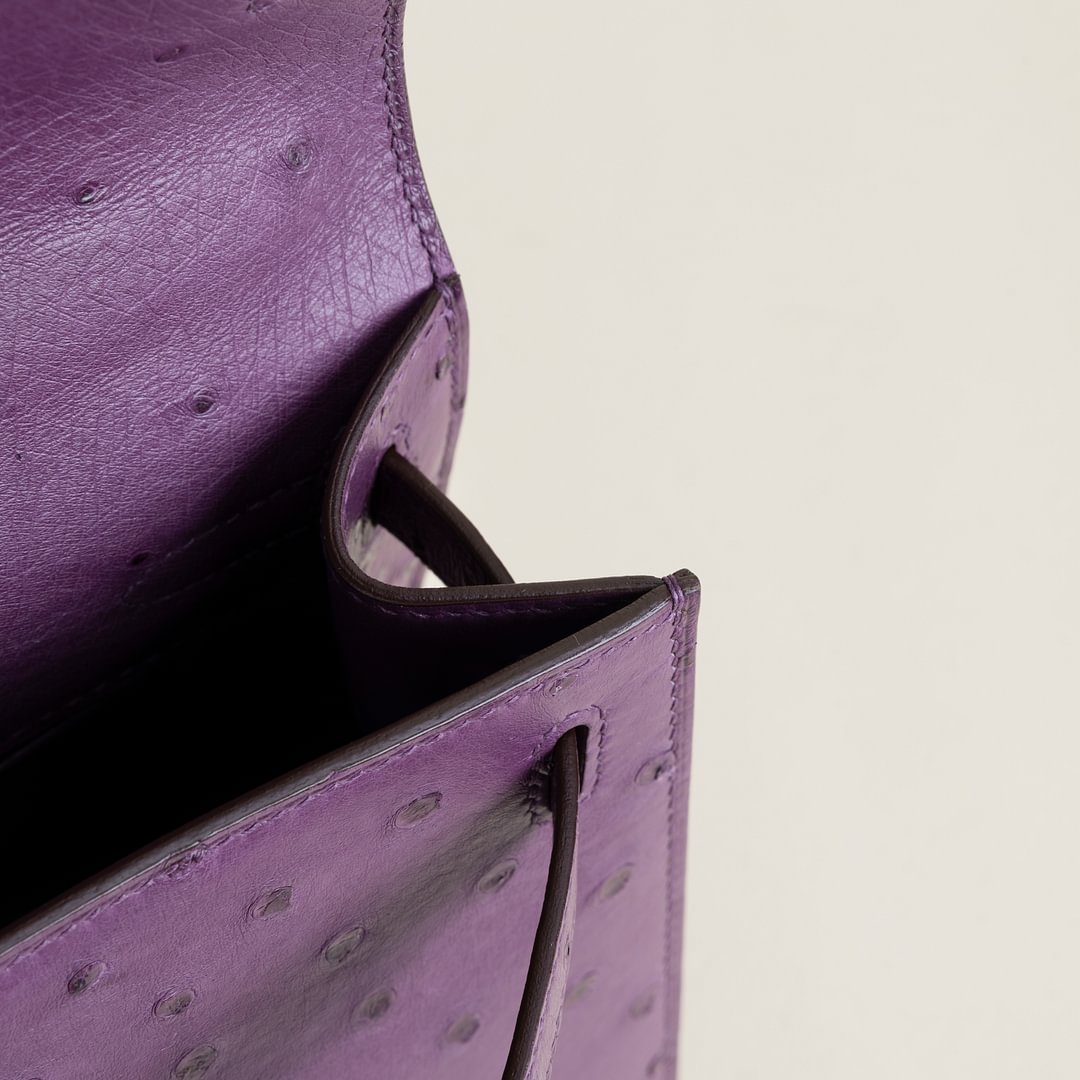 Kelly pochette Ostrich  P9 Anemone  GHW