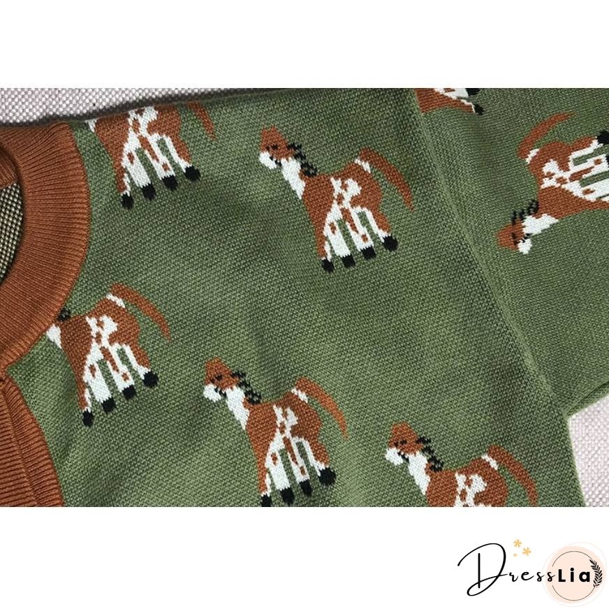 Cute Dog Pattern Cardigan Sweater